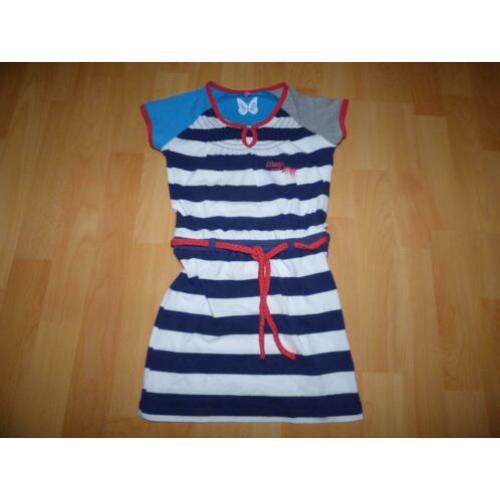 Blauw/wit gestreepte jurk van Chaos en Order, maat 110/116
