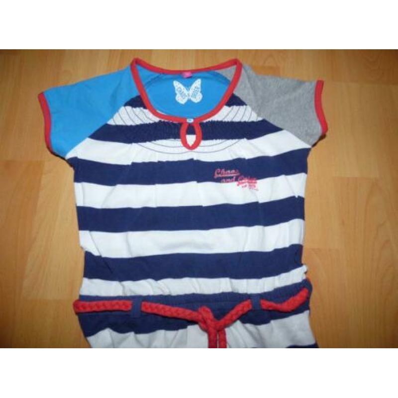 Blauw/wit gestreepte jurk van Chaos en Order, maat 110/116