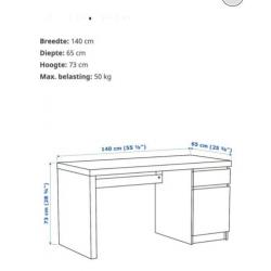 Malm Bureau - eikenfineer 140x65 cm