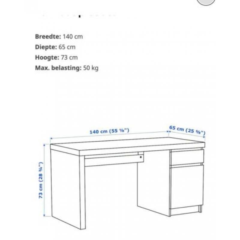 Malm Bureau - eikenfineer 140x65 cm