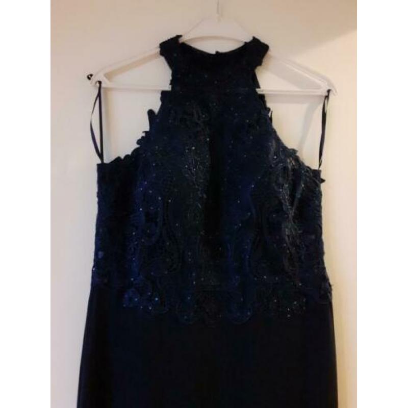 Mooie donkerblauwe galajurk maat 38 te koop