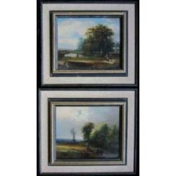 ==twee 19e eeuwse landschappen==gesigneerd met monogram==