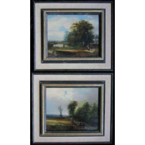 ==twee 19e eeuwse landschappen==gesigneerd met monogram==