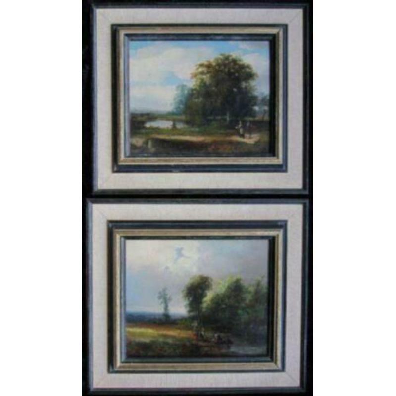==twee 19e eeuwse landschappen==gesigneerd met monogram==