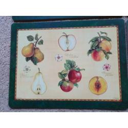 4 Vintage Brocante Pimpernel Placemats Botanical Fruits