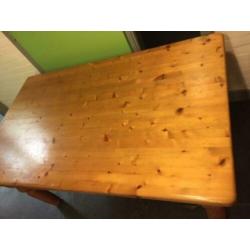 Massief grenen houten brocante eettafel 90x150 cm