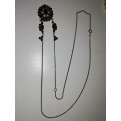 Prachtig oude gouden ketting met robijnen hanger