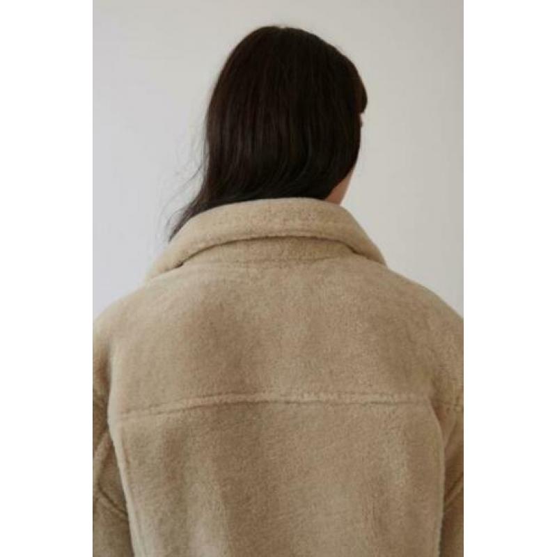 ACNE BEIGE MERLYN SHEARLING jas teddy coat maat S ecru nieuw