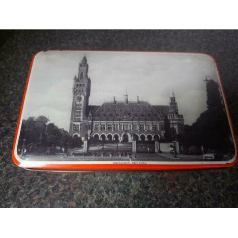 Vintage Koekblik koektrommel LENSVELT NICOLA DEN HAAG