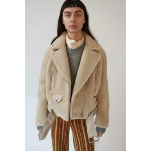 ACNE BEIGE MERLYN SHEARLING jas teddy coat maat S ecru nieuw