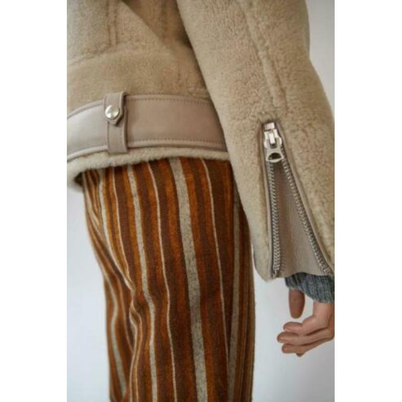 ACNE BEIGE MERLYN SHEARLING jas teddy coat maat S ecru nieuw