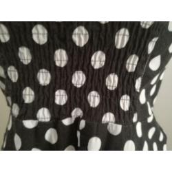 jurk,nopjes,feest,zwart,wit,schattig,vintage,fifties