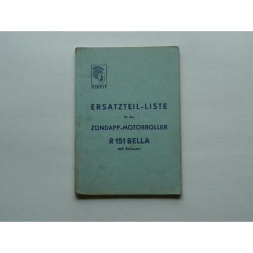 Zündapp Onderdelen-Catalogus Bella R 151 (10-1955) 87 blz.