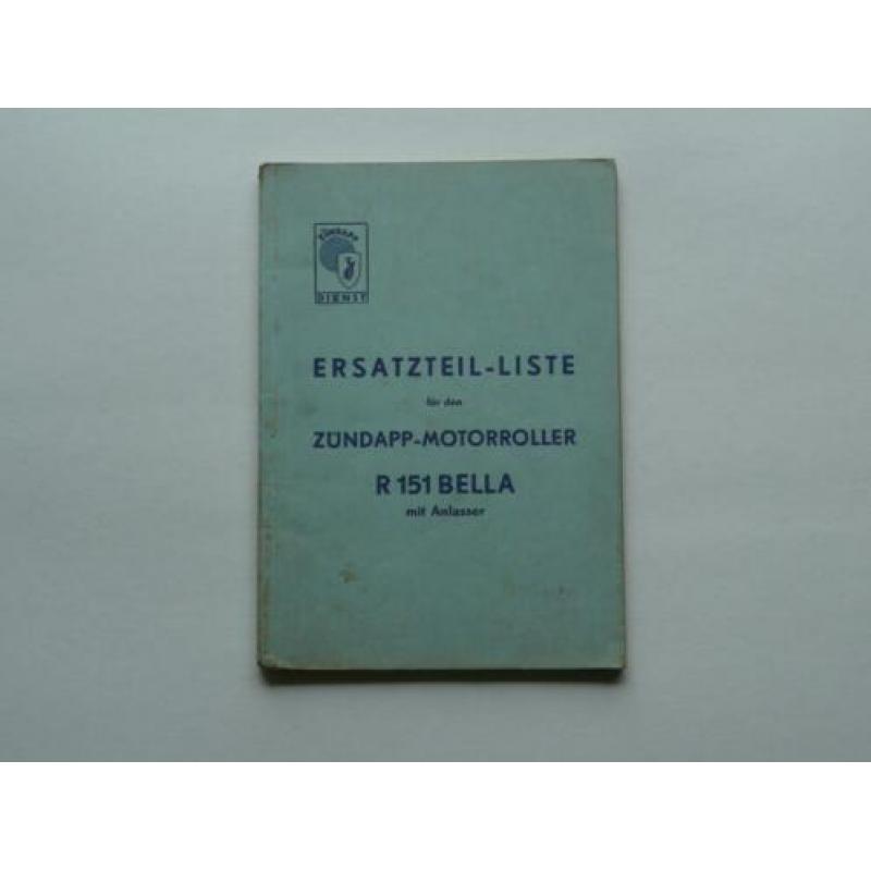 Zündapp Onderdelen-Catalogus Bella R 151 (10-1955) 87 blz.