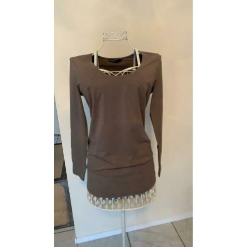 Mooi bruin taupe Cane & Cane t-shirts maat XL
