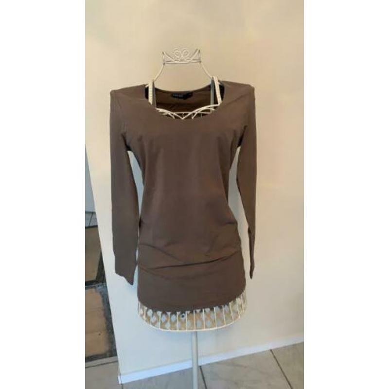 Mooi bruin taupe Cane & Cane t-shirts maat XL