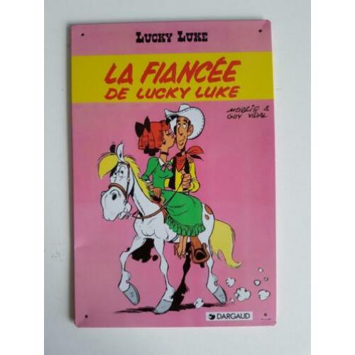 metalen bord Lucky Luke, la fiancée de Lucky Luke, 28 x 40
