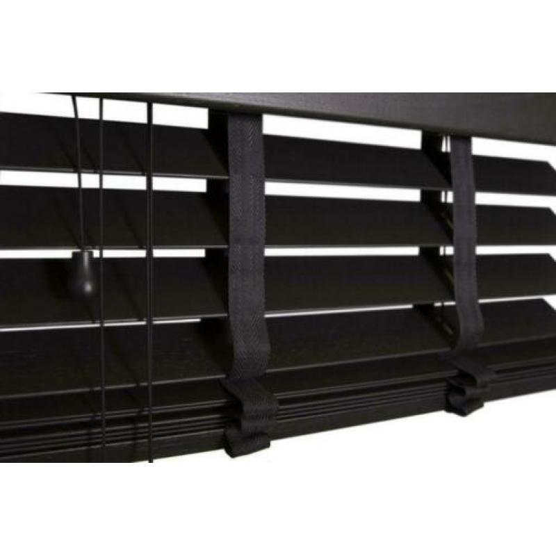 Houten jaloezie zwart 105x140. Nieuw