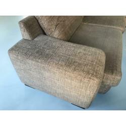 3-zitsbank met hocker bruin stof