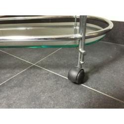 Vintage serveerwagen, (dranken) trolley met chroom en glas
