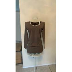 Mooi bruin taupe Cane & Cane t-shirts maat XL