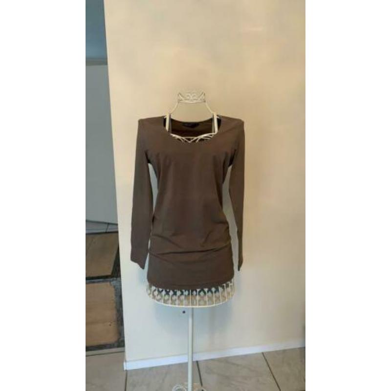 Mooi bruin taupe Cane & Cane t-shirts maat XL