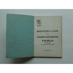 Zündapp Onderdelen-Catalogus Bella R 151 (10-1955) 87 blz.