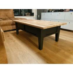 Massief teakhouten salontafel industriële look