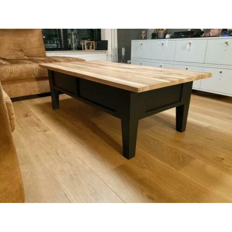 Massief teakhouten salontafel industriële look