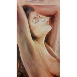 Uniek groor modern schilderij vrouw naakt licht erotisch