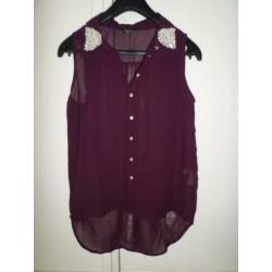 Paarse top Amisu maat S (valt als 38)
