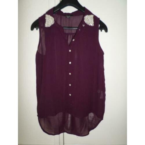 Paarse top Amisu maat S (valt als 38)