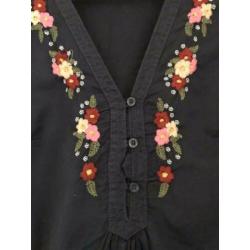 ?? embroidered blouse M blauw borduursel Ibiza bloemen H&M