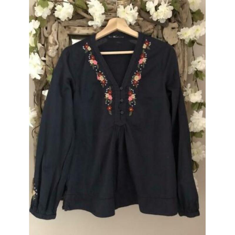 ?? embroidered blouse M blauw borduursel Ibiza bloemen H&M