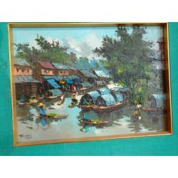 schilderijTawee Nandakwang Bankok Thailand drijvende markt