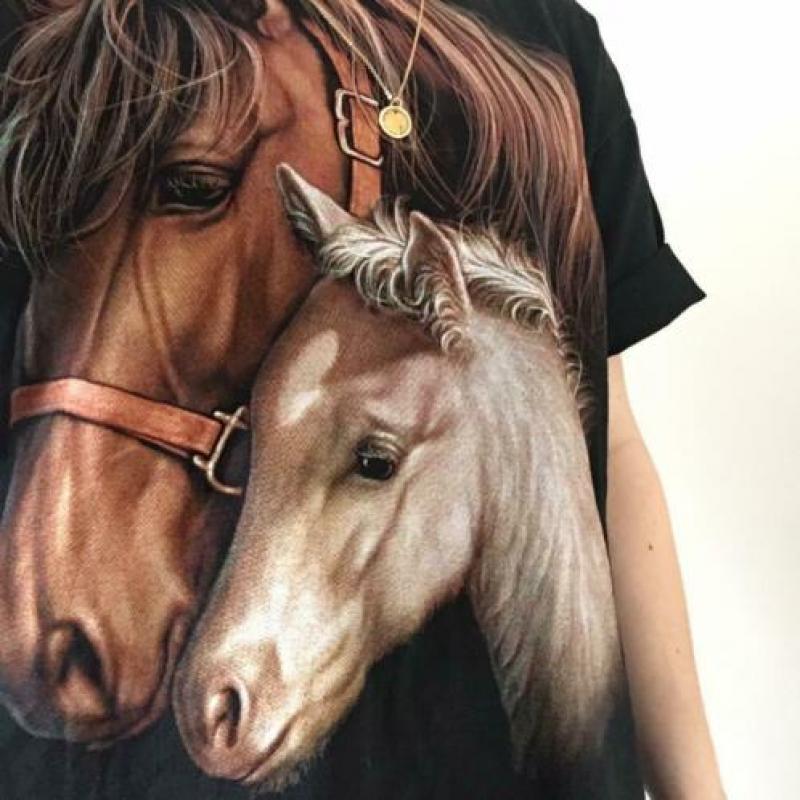 Vintage paarden t-shirt, L. ZGAN! 90s, bandshirt, trend