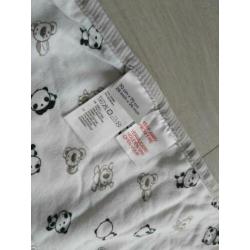 Babydekentje wit/zwart/taupe panda/koala 70 x 70 cm