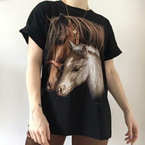 Vintage paarden t-shirt, L. ZGAN! 90s, bandshirt, trend