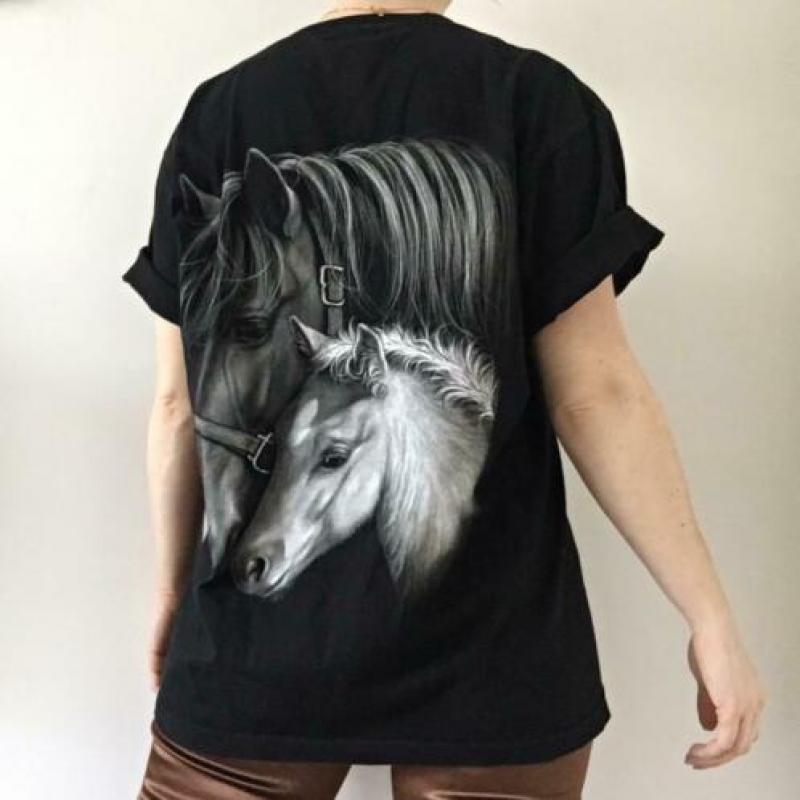 Vintage paarden t-shirt, L. ZGAN! 90s, bandshirt, trend