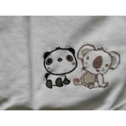 Babydekentje wit/zwart/taupe panda/koala 70 x 70 cm