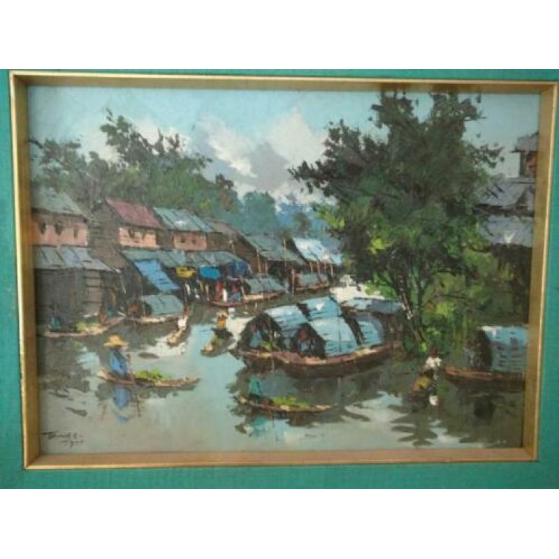 schilderijTawee Nandakwang Bankok Thailand drijvende markt