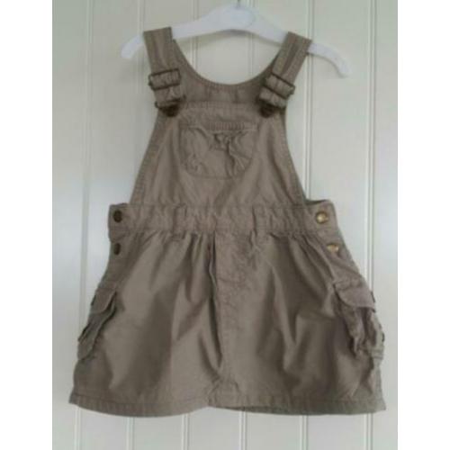 Leuke beige salopette jurk, mt.74