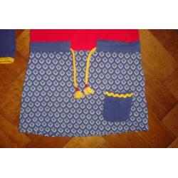 Chaos and Order jurkje rood geel blauw bloemetjes streep 122