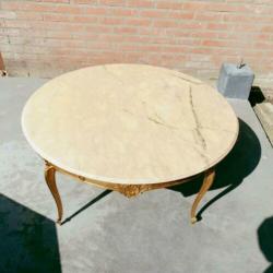 Koperen tafel met marmerplaat