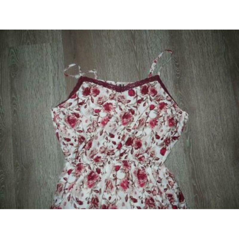 Maxi lange romantische rozen jurk maat M 38 40 ibiza bali