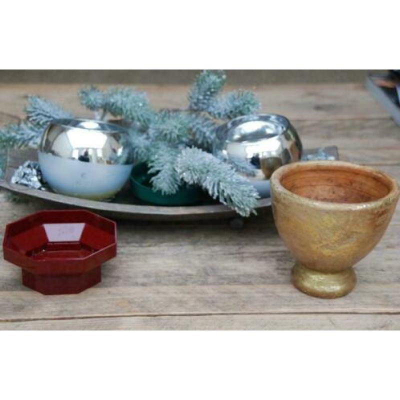 3 Potjes (plankje) voor kerststukje