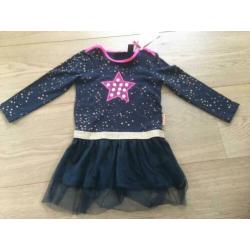 Supermooie nieuwe jurk Petit Louie blauw glitter 86 92