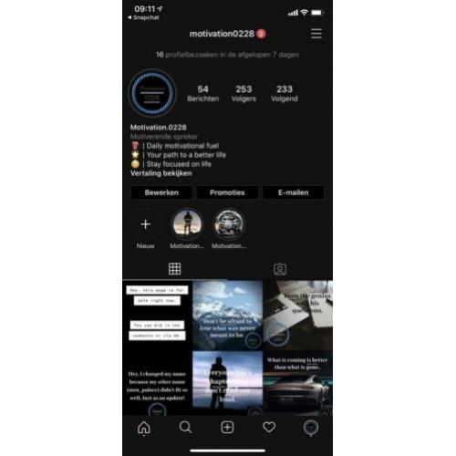 Motiverende pagina Instagram.