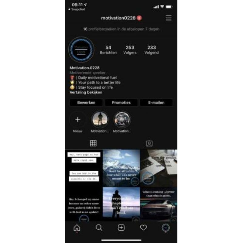 Motiverende pagina Instagram.