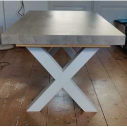 Landelijke tafel met kruispoot X poot 184 cm (Eettafel Lynn)